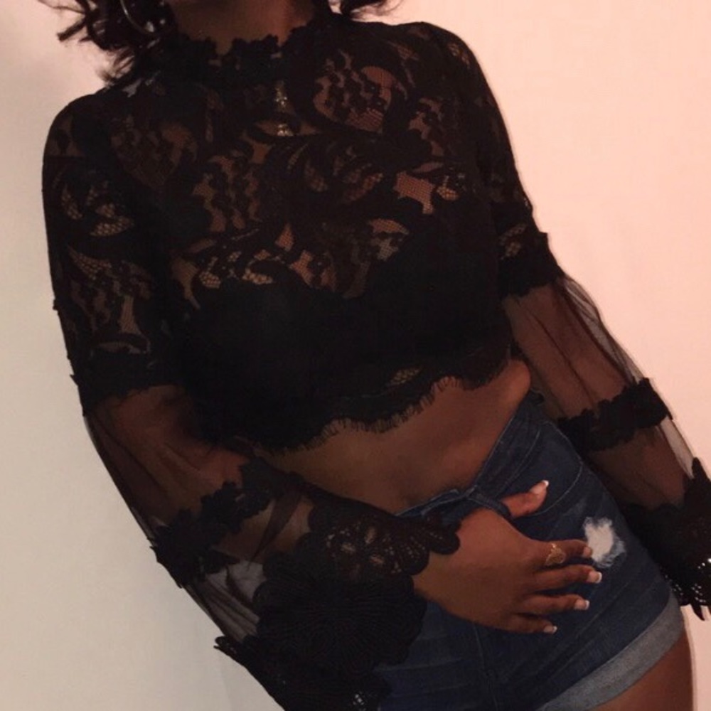 Black laced crop top